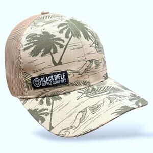 Black Rifle Coffee Company Snapback Trucker Hat Hawaiian Tropical Print NWOT
